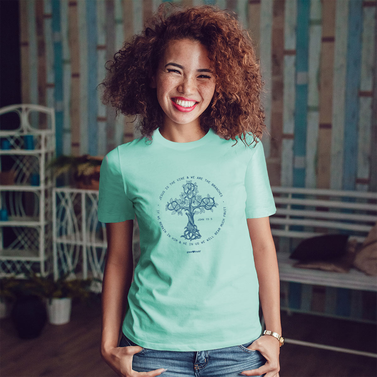 grace & truth Womens T-Shirt Thorn Cross