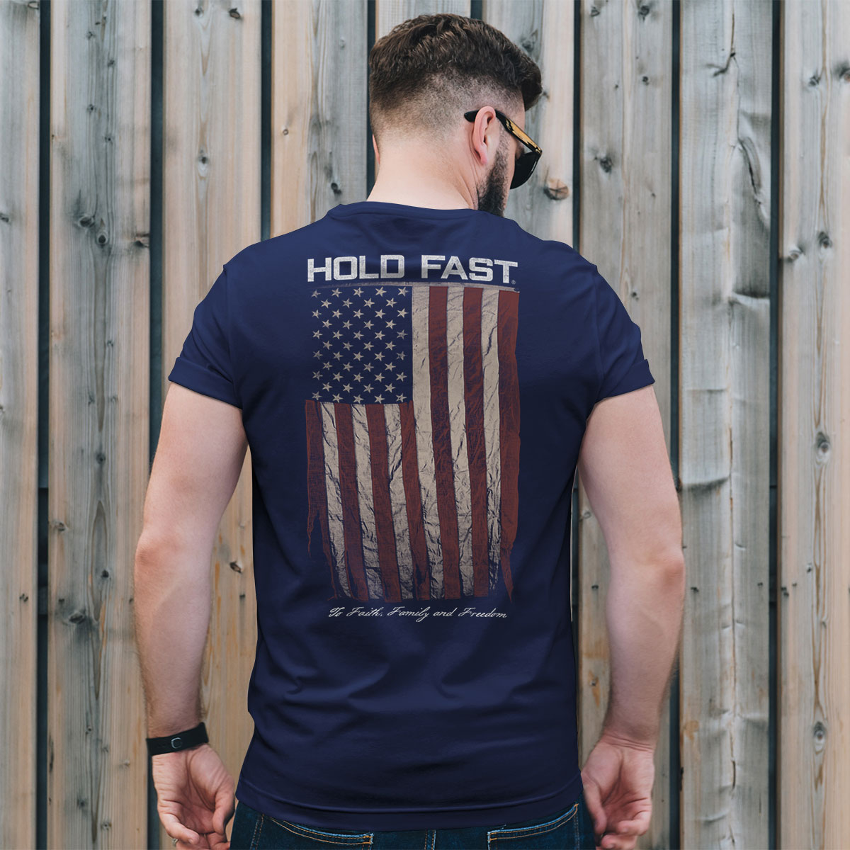 HOLD FAST Mens T-Shirt Antique Flag