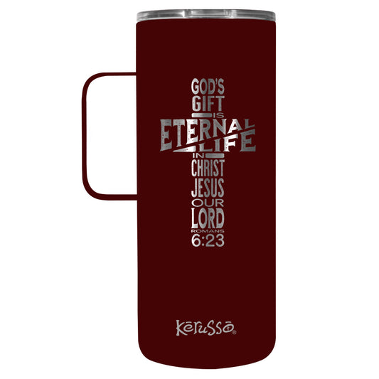 Kerusso 22 oz Stainless Steel Mug With Handle Eternal Life Cross